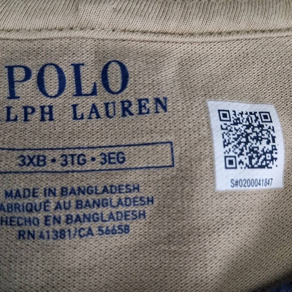 Polo Ralph Lauren  Shirt Men's 3XB Big Beige Tan Short Sleeve Pony Logo